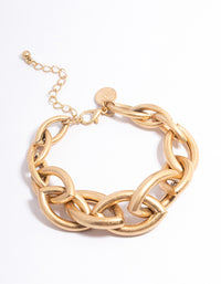Worn Gold Oval Link Chain Bracelet - link has visual effect only