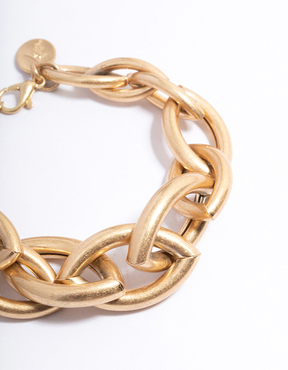 Worn Gold Oval Link Chain Bracelet