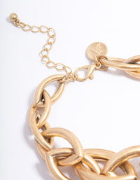 Worn Gold Oval Link Chain Bracelet - link has visual effect only