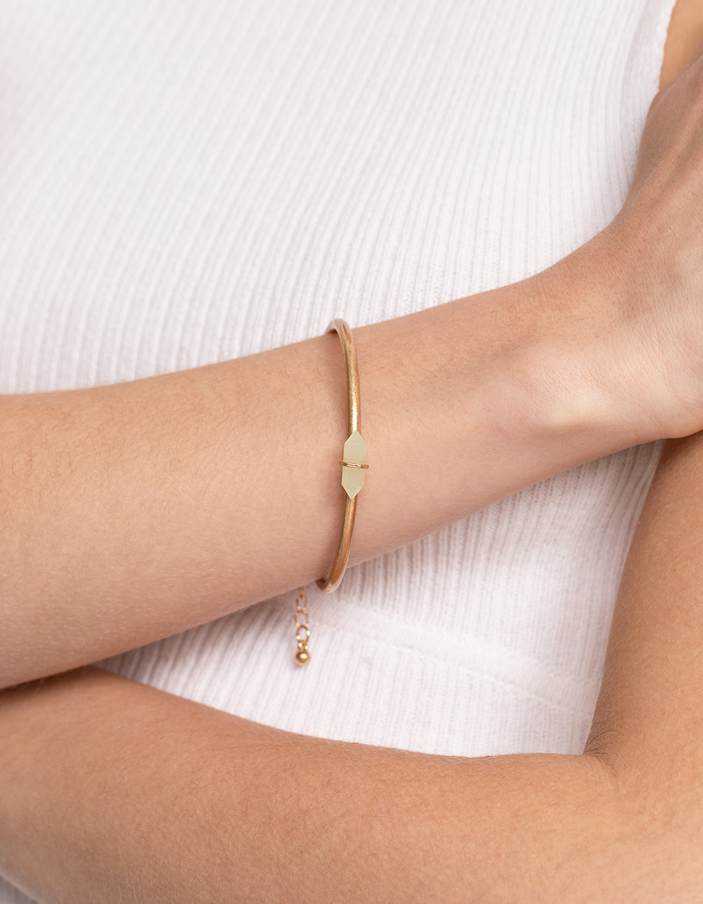 Worn Gold Green Shard Cuff Bracelet