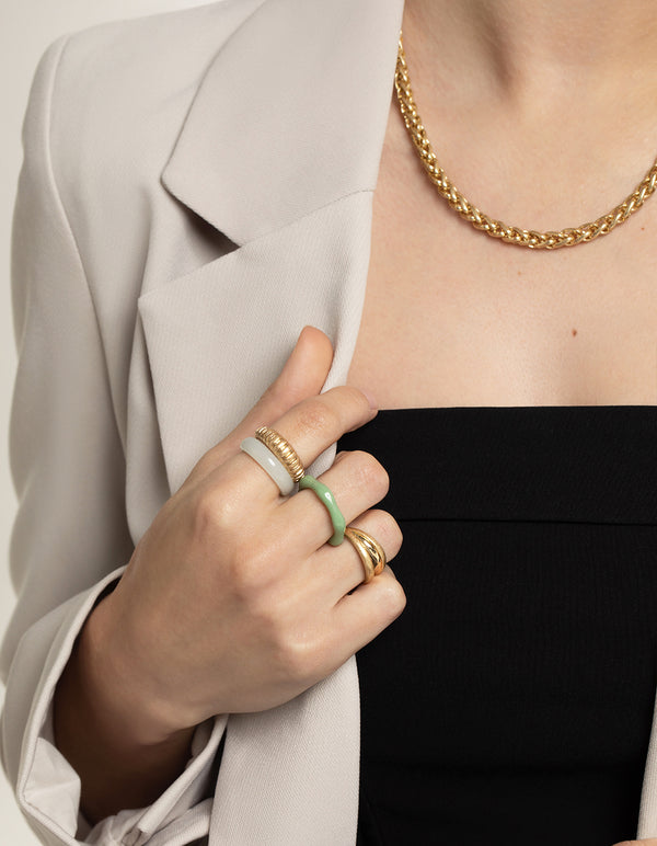 Worn Gold Acrylic Dome & Detail Ring Pack