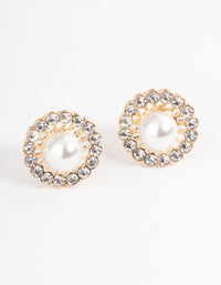 Pearl & Diamante Stud Earrings - link has visual effect only