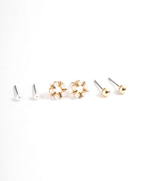 Gold Circle Pearl Earrings Pack - link has visual effect only