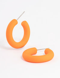 Orange Basic Chubby Hoop Earrings - link has visual effect only