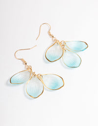 Blue Frosted Petal Cluster Drop Earrings - link has visual effect only