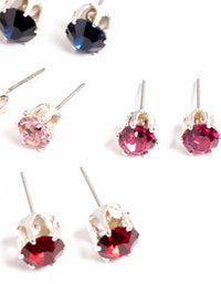 Silver Mixed Round Diamante Earring 8-Pack - link has visual effect only