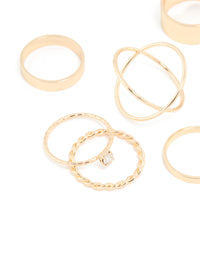 Gold Thick & Diamante Stack Ring 8-Pack - link has visual effect only