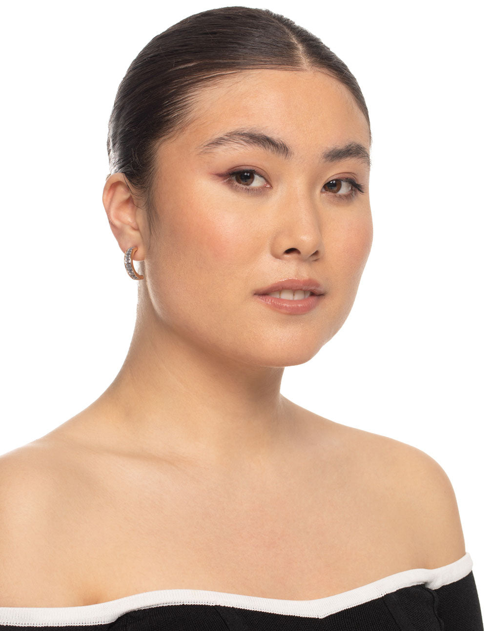 Gold Clear Huggie Earrings