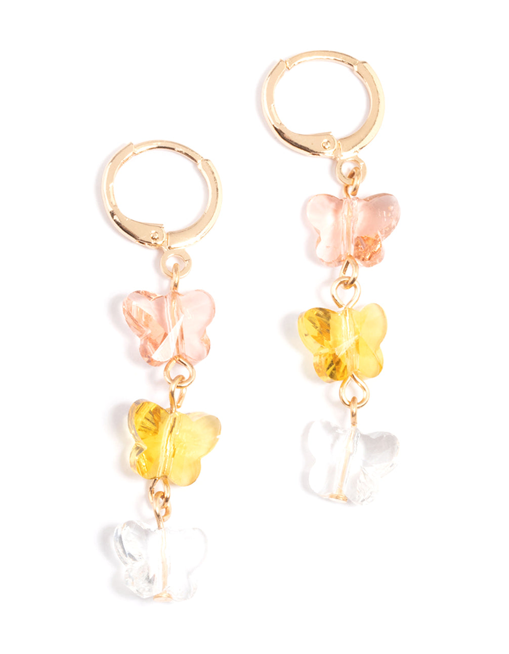 Gold Trio Butterfly Drop Huggie Earrings