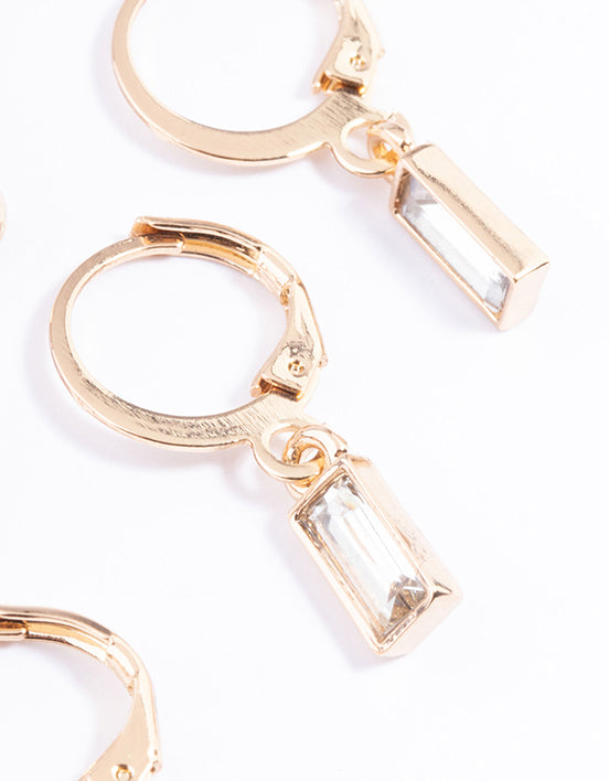 Gold Mixed Shape Huggie Earrings Pack