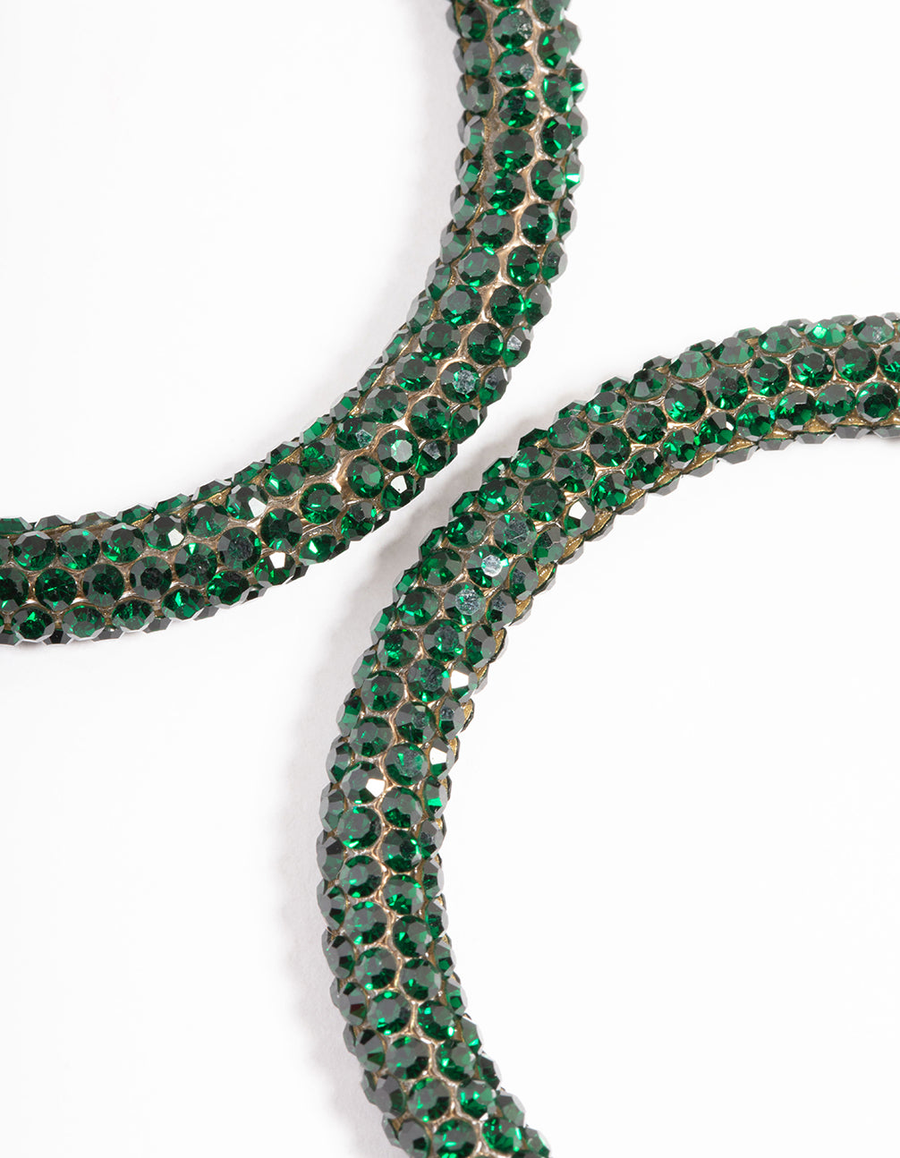 Gold Emerald 40mm Crystal Hoop Earrings