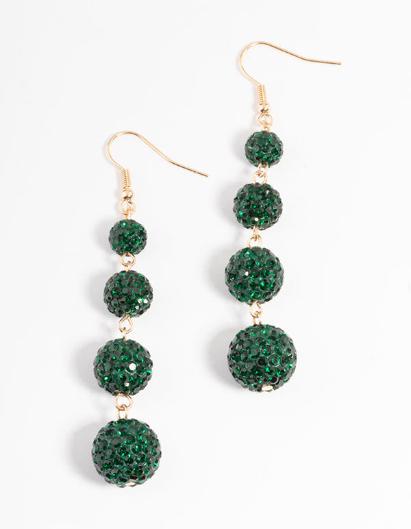 Gold Triple Ball Drop Earrings