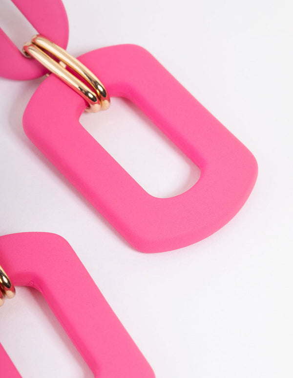 Gold Mini Rubber Link Drop Earrings