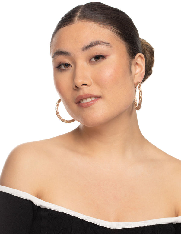 Rose Gold Diamante Mix Hoop Earrings