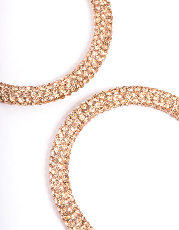 Rose Gold Diamante Mix Hoop Earrings