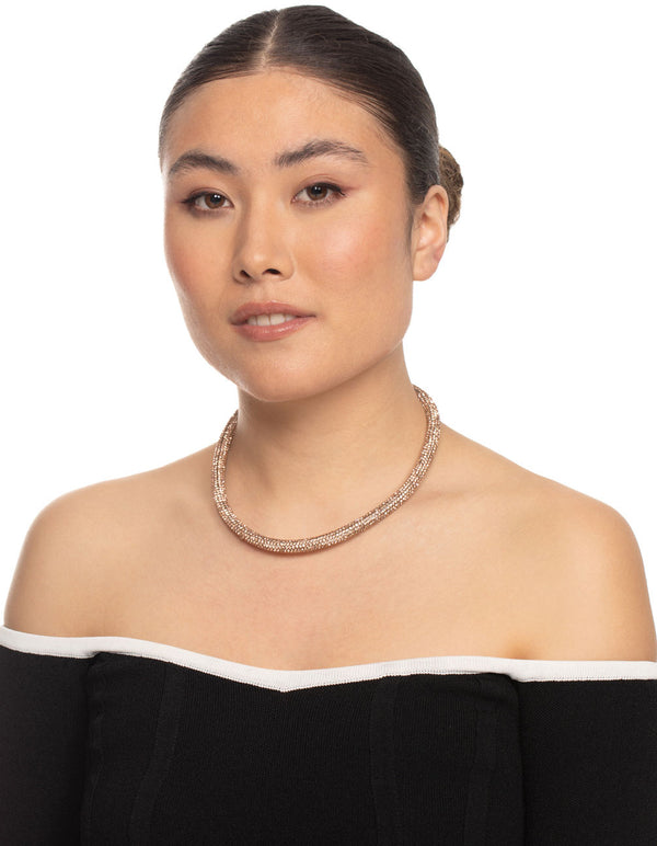 Rose Gold Skinny Diamante Tube Necklace