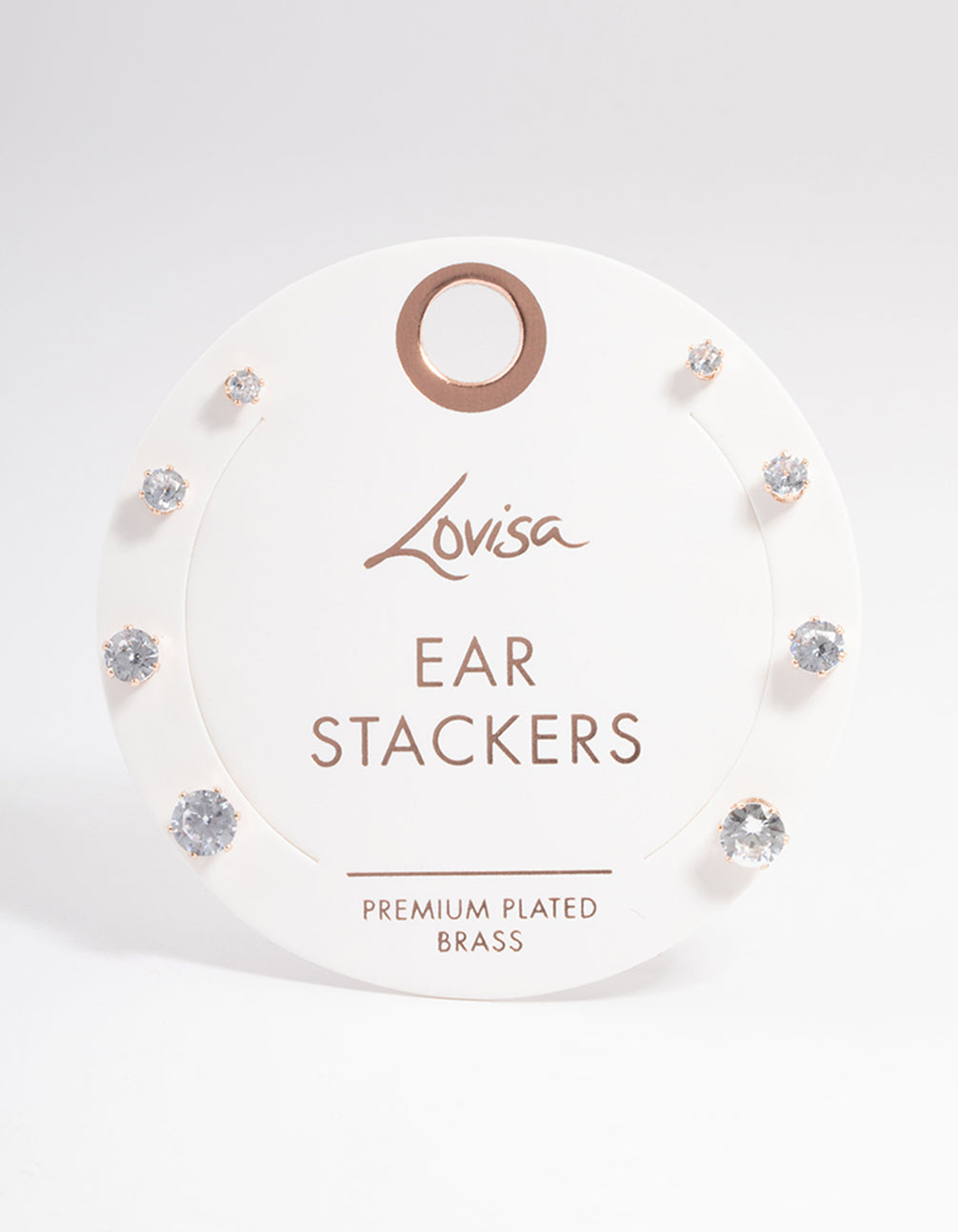 Rose Gold Plated Cubic Zirconia Ascending Earring 8-Pack