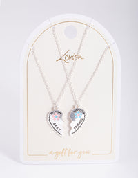 Silver Best Friend Flower Heart Necklace Pack - link has visual effect only