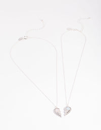 Silver Best Friend Flower Heart Necklace Pack - link has visual effect only