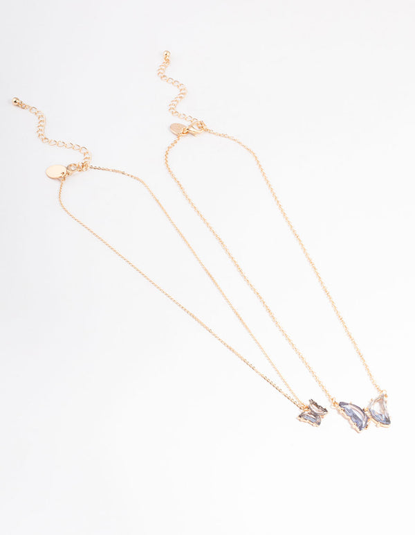 Gold Statement Diamante Butterfly Necklace