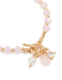 Gold Pearl & Diamante Beaded Bracelet - link has visual effect only