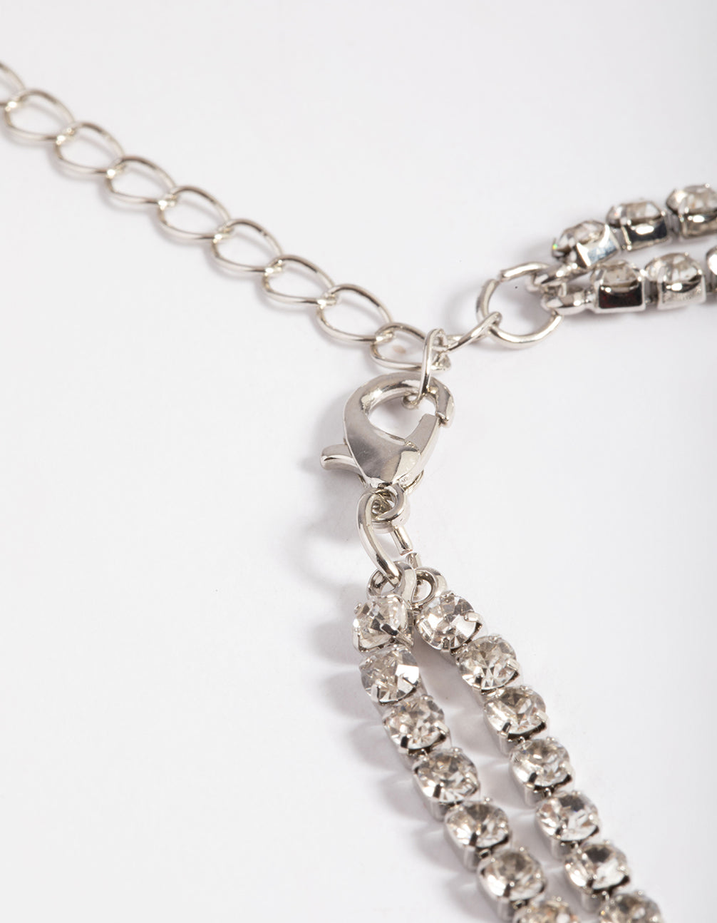 Silver Double Row Teardrop Chain Y-Necklace