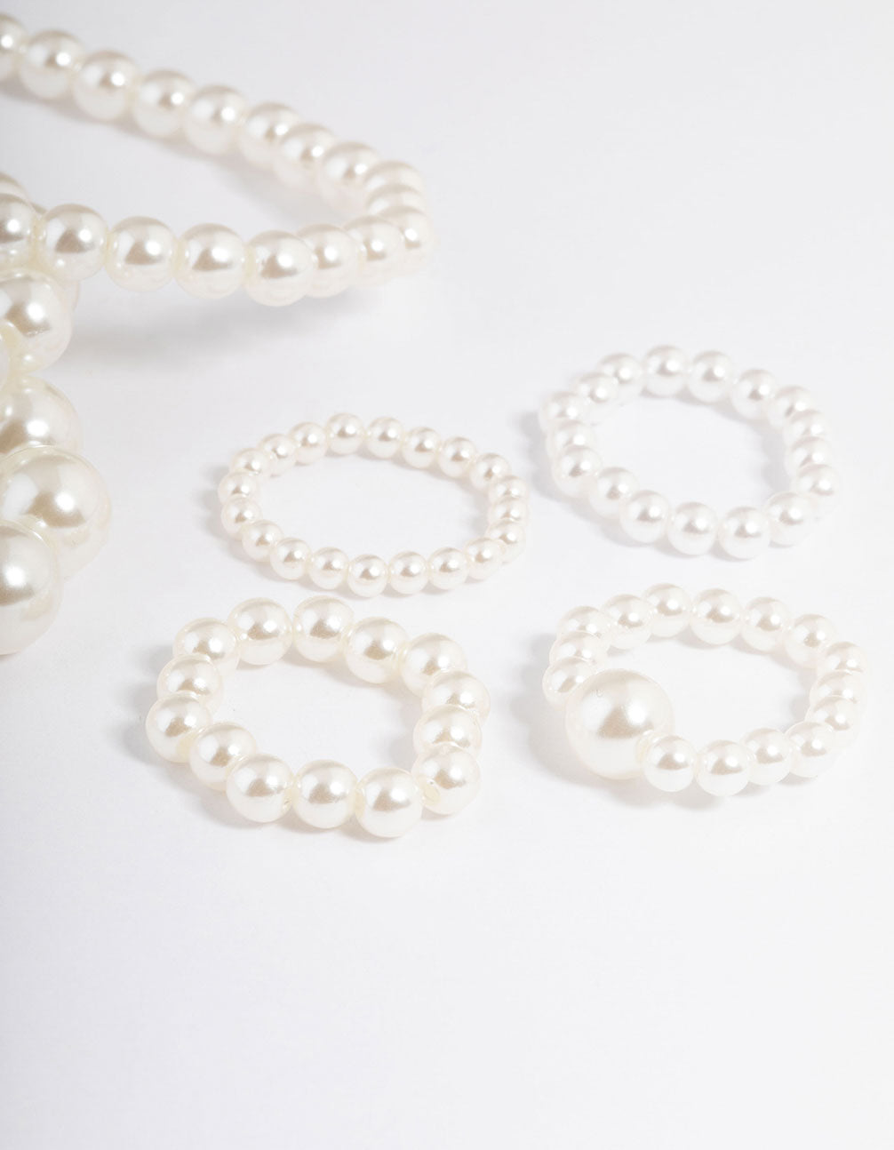 Acrylic Mixed Pearl Bracelet & Ring Set