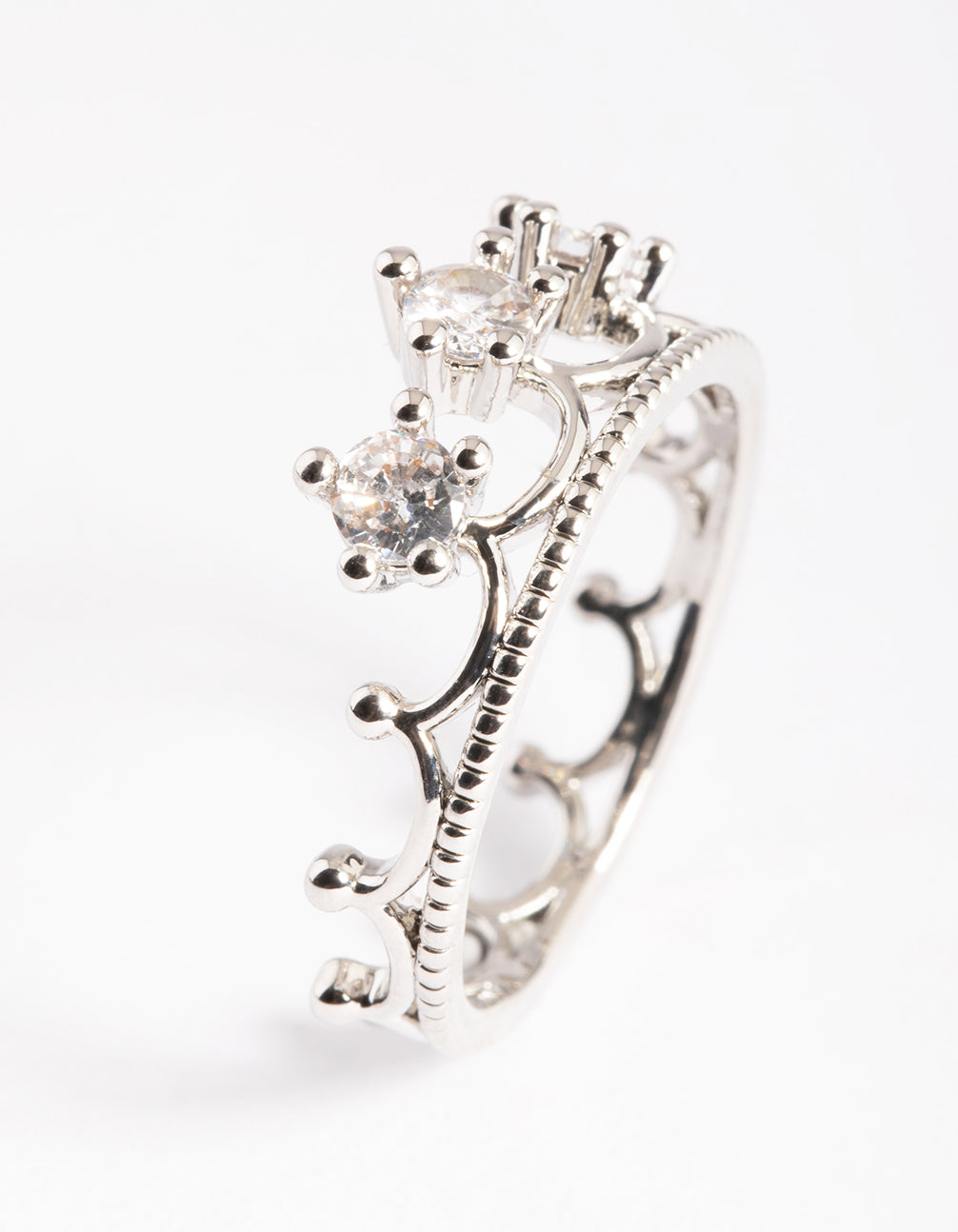 Silver Cubic Zirconia Crown Ring