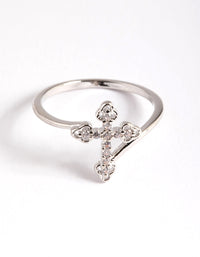 Silver Cubic Zirconia Cross Ring - link has visual effect only