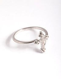 Silver Cubic Zirconia Cross Ring - link has visual effect only