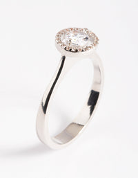 Silver Cubic Zirconia Centre Stone with Halo Ring - link has visual effect only