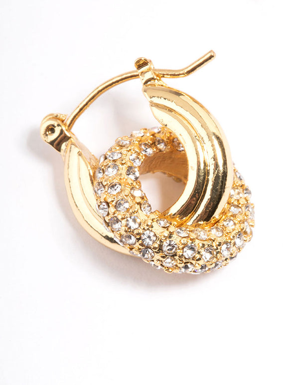Gold Plated Diamante Linked Hoop Earrings
