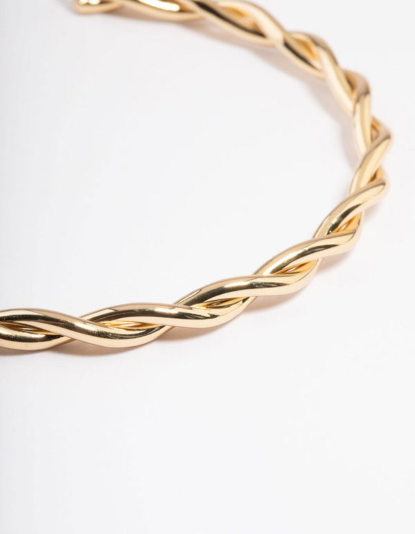 Gold Plated Twist Open Cuff Bangle