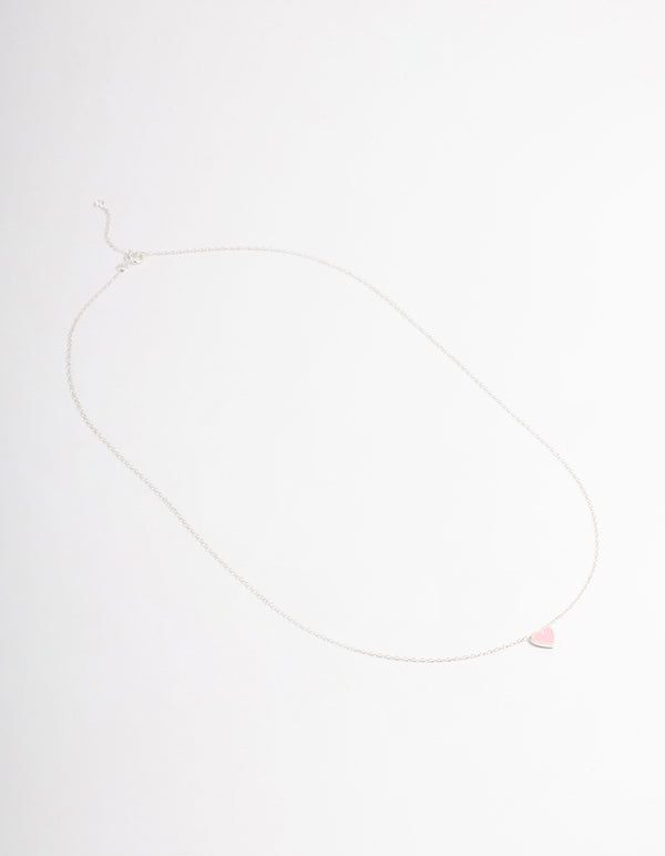 Sterling Silver Enamel Heart Pendant Necklace