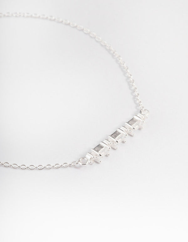 Sterling Silver Trio Emerald Cut Bracelet