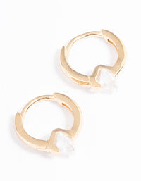 Gold Plated Sterling Silver Round Cubic Zirconia Huggie Earrings - link has visual effect only