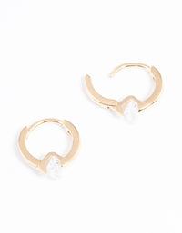 Gold Plated Sterling Silver Round Cubic Zirconia Huggie Earrings - link has visual effect only