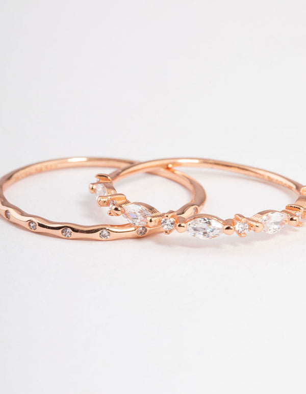 Rose Gold Plated Sterling Silver Marquise Ring Pack