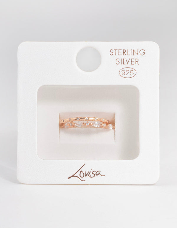 Rose Gold Plated Sterling Silver Marquise Ring Pack
