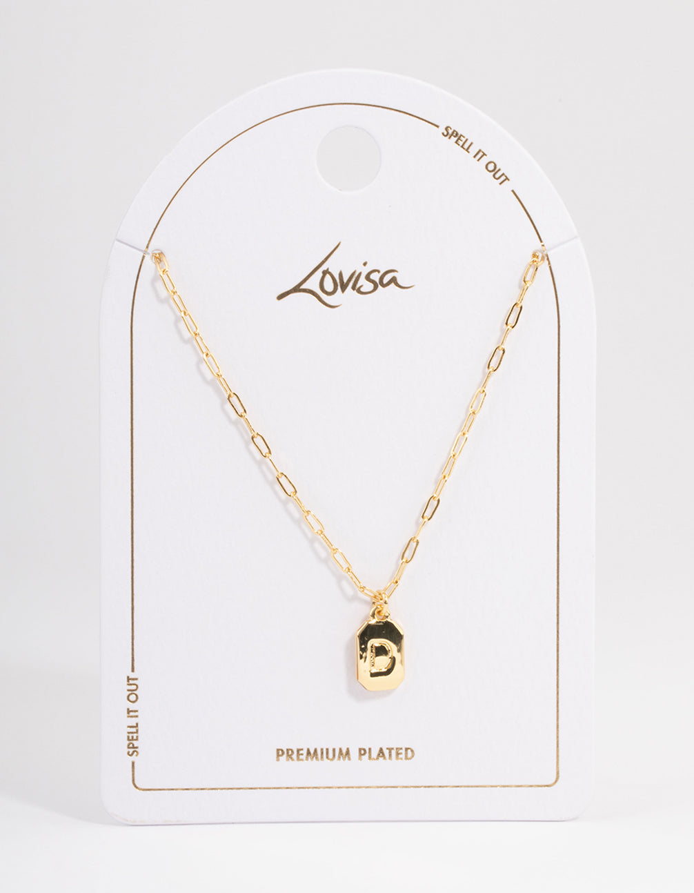 Letter D Gold Plated Rectangle Pendant Initial Necklace
