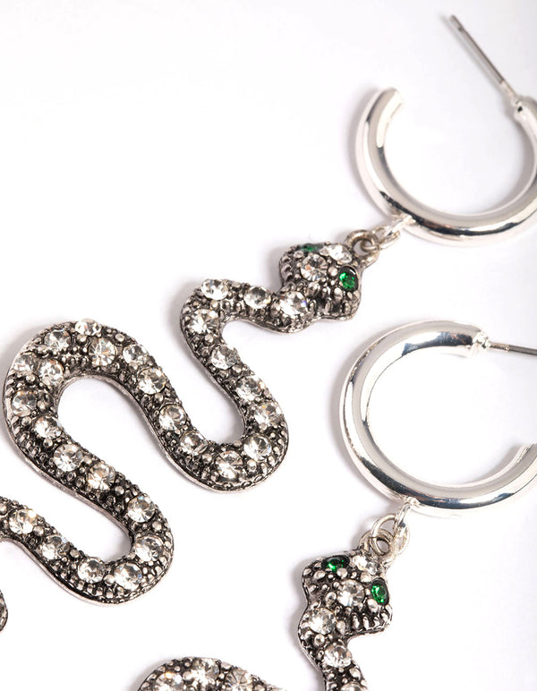 Diamante Snake Hoop Earrings