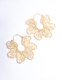 Worn Gold Statement Flower Hoops - link has visual effect only
