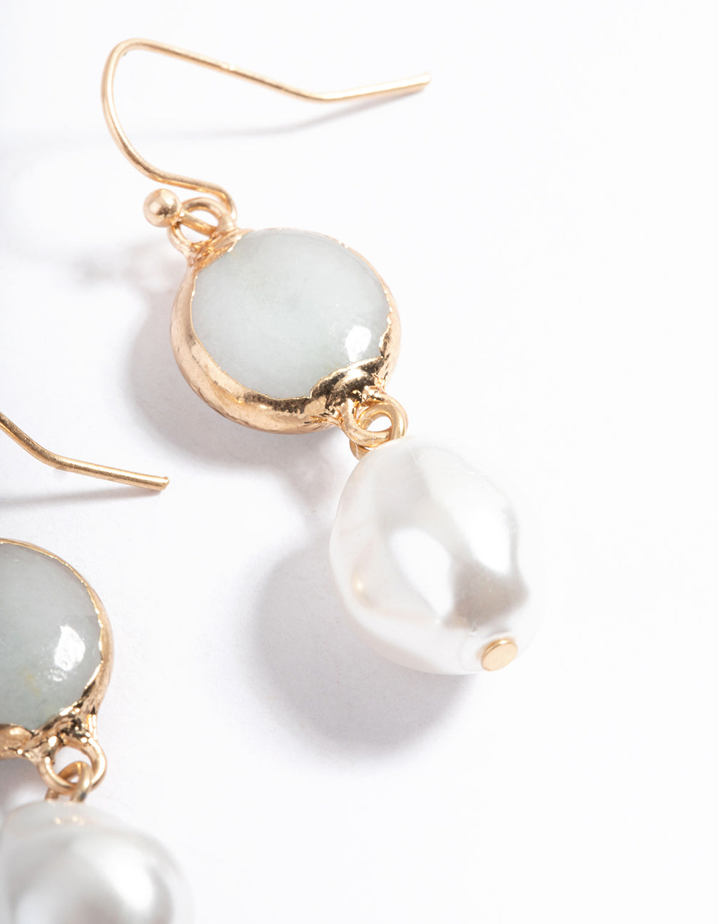 Worn Gold Semi-Precious Pearl Drop Earrings
