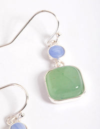 Silver Plated Round & Square Drop Earrings - link has visual effect only