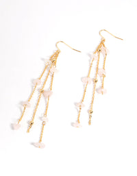 Gold Plated Rose Quartz Fine Chain Drop Earrings - link has visual effect only