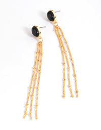 Gold Plated Black Onyx Ball Chain Drop Earrings - link has visual effect only
