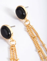 Gold Plated Black Onyx Ball Chain Drop Earrings - link has visual effect only