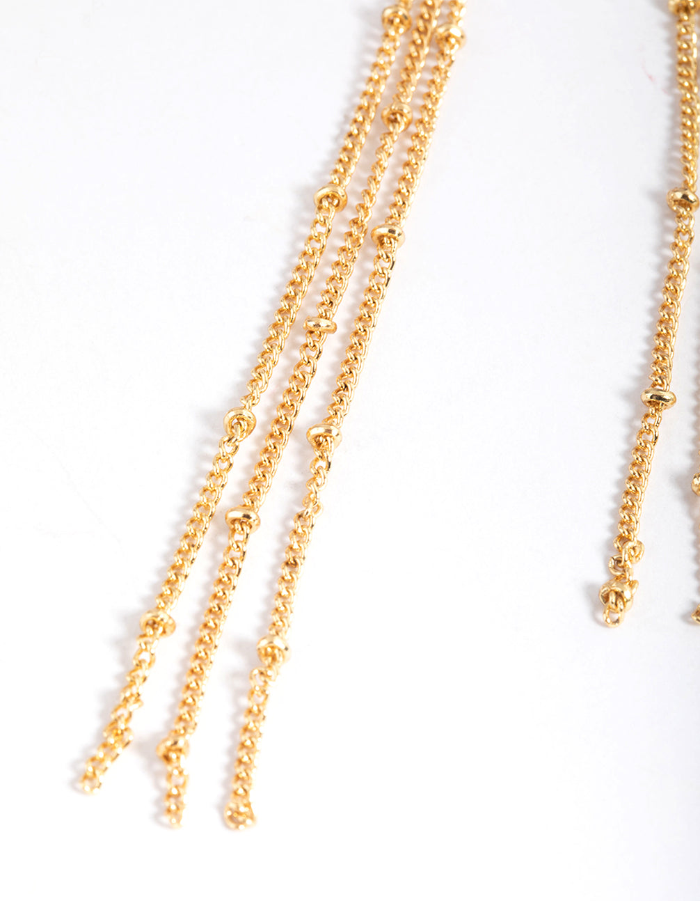 Gold Plated Black Onyx Ball Chain Drop Earrings