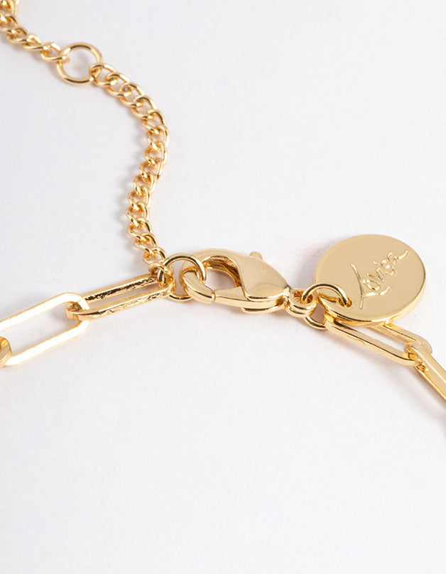 Gold Plated Orange Oval Chip Bracelet