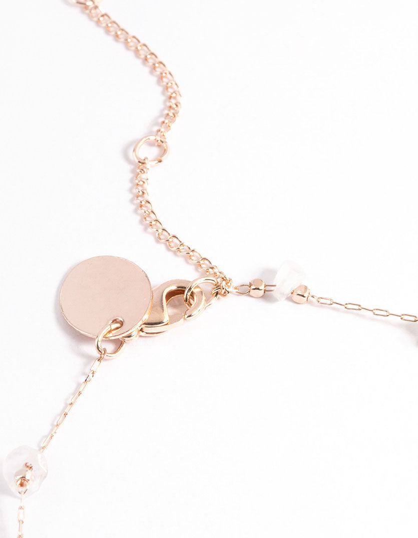Rose Gold Plated Clear Quartz Dainty Chip Bracelet